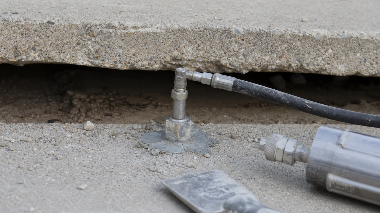 Work Detail Closeup for concrete lifting and leveling in Daytona Beach